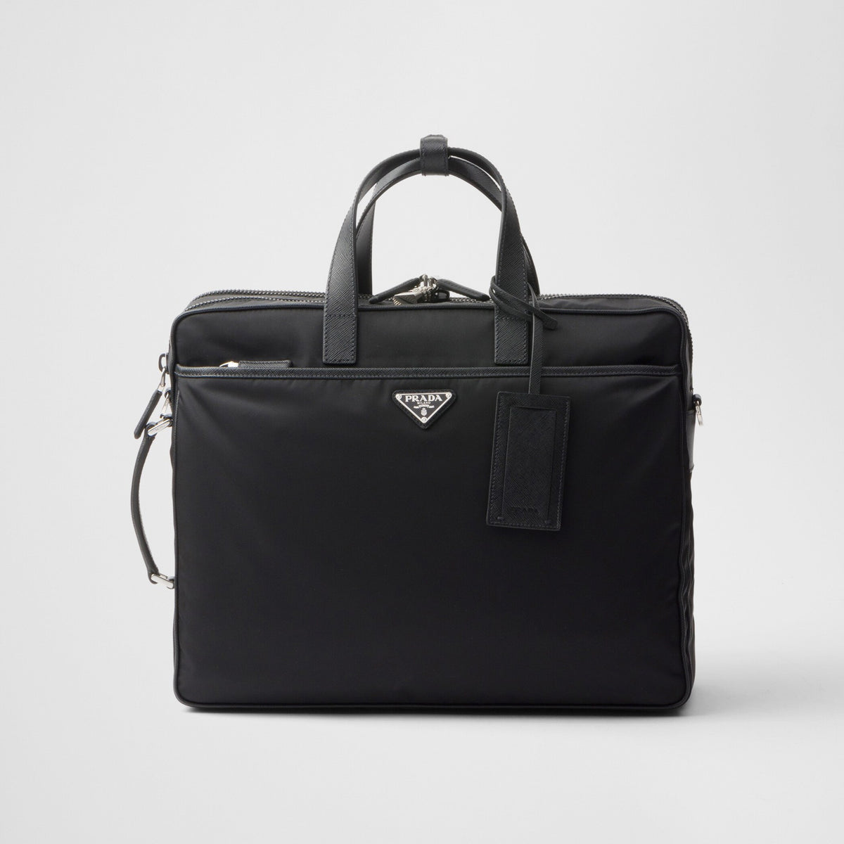 Prada Men's Solid Color Re-Nylon and Saffiano Leather Briefcase Tote Bag Bags #74626