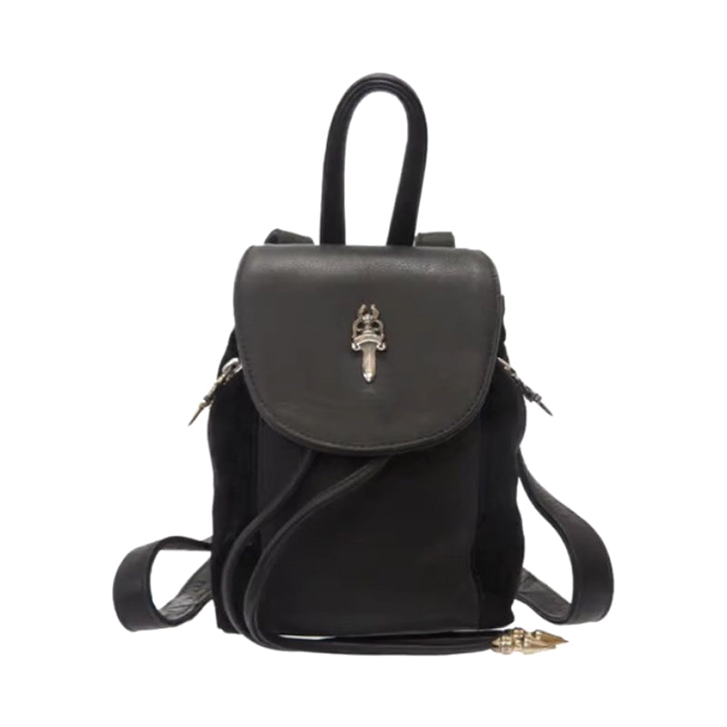 Chrome Hearts Women's Black Mini Model 925 Silver Leather Backpack Shoulder Bag Bags #98972