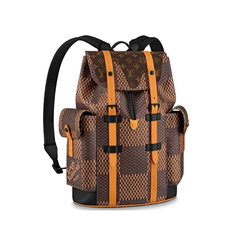 Louis Vuitton x  Men's Christopher Classic Old Flower Plaid Flap Wave Pattern Trendy Small Canvas Shoulder Bag #98293