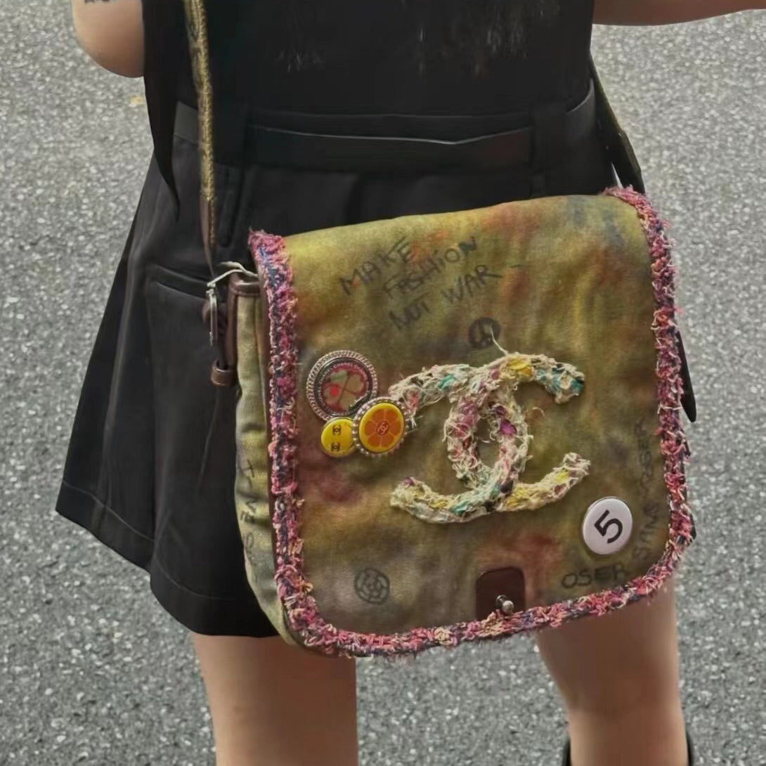 Chrome Hearts Women's Small Fragrance Embroidery Letter Graffiti Canvas Shoulder Crossbody Bag Bags #72335