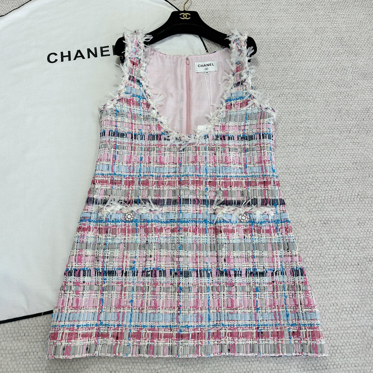 Chanel Women's Spring And Summer Mixed Color Woven Undershirt Dress Fashionable Temperament And Elegant Dresses Ngvp #1991