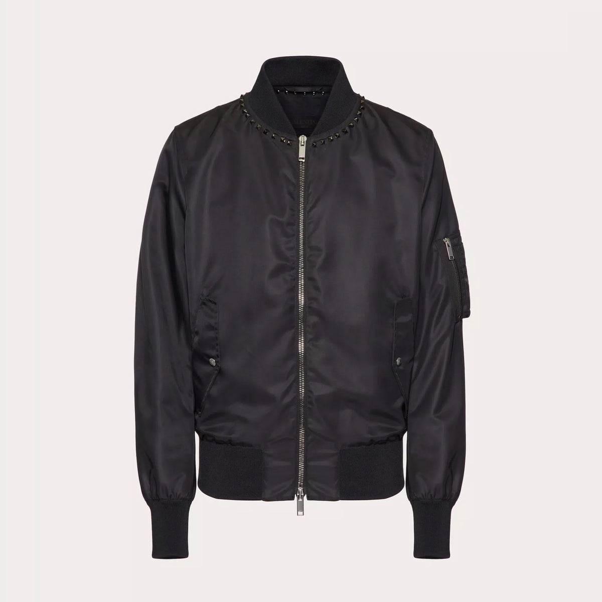 Valentino Men's Spring And Autumn Rivet Decoration Zipper Solid Color Nylon Long Sleeve Bomber Jacket Ngvp #9926