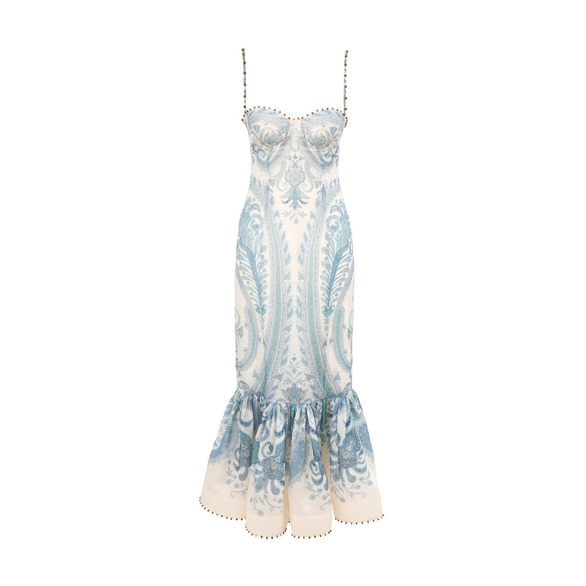 Zimmermann Women's Summer Floral Patterned Sleeveless Strapless Linen Fabric Slim-fit Dress #77181