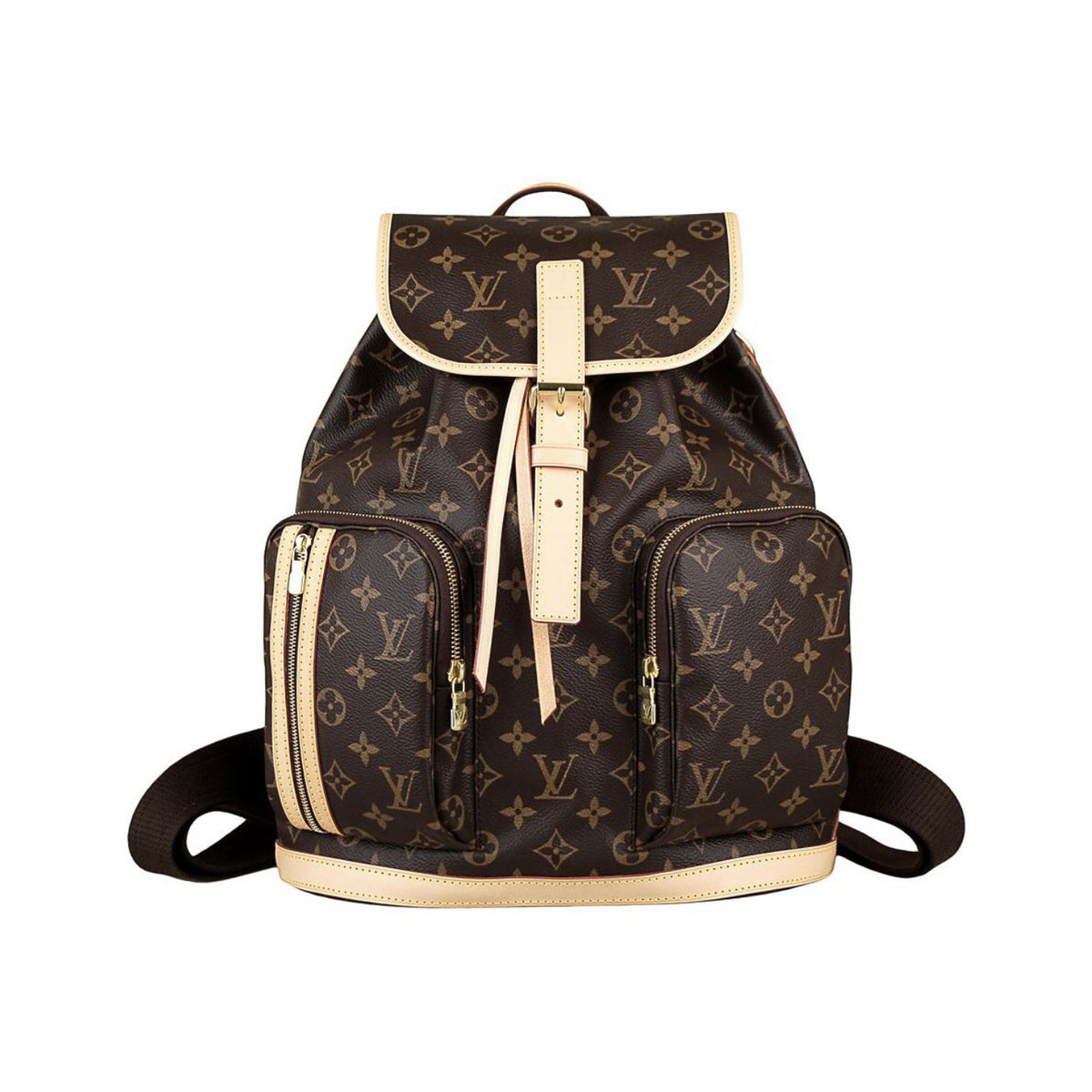 Louis Vuitton Women's Brown Leather Bosphore Classic Old Flower Cowhide Schoolbag Backpack Shoulder Bag #97128