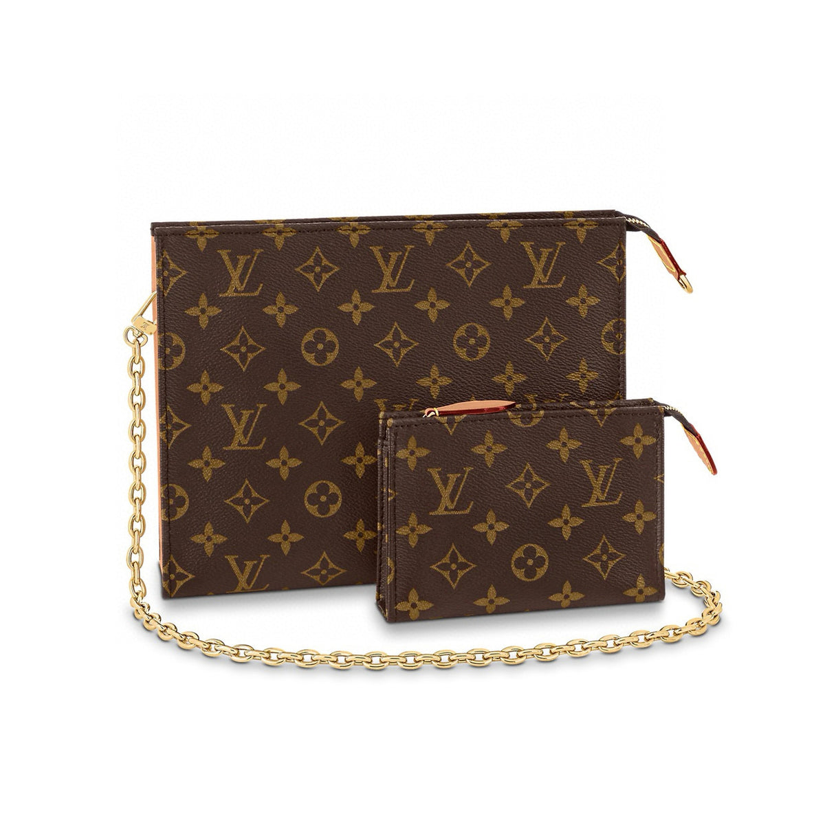 Louis Vuitton Toiletry Pouch On Chain Ladies Chain Old Flower Print Leather Size Bag Shoulder Bag Bags #97533