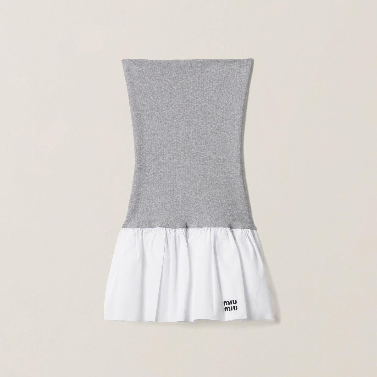 MiuMiu Women's Spring/summer Fashion Casual Poplin And Plain Knit Strapless Sleeveless Dress #78396