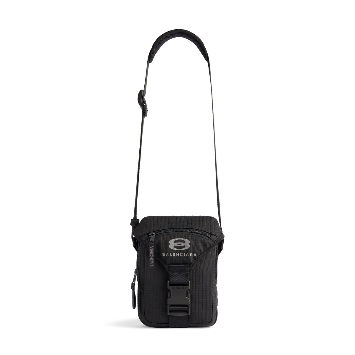 Balenciaga Men's and Women's Black Adjustable Shoulder Strap Flap Buckle Closure Nylon Shoulder Crossbody Bag Bags #73562