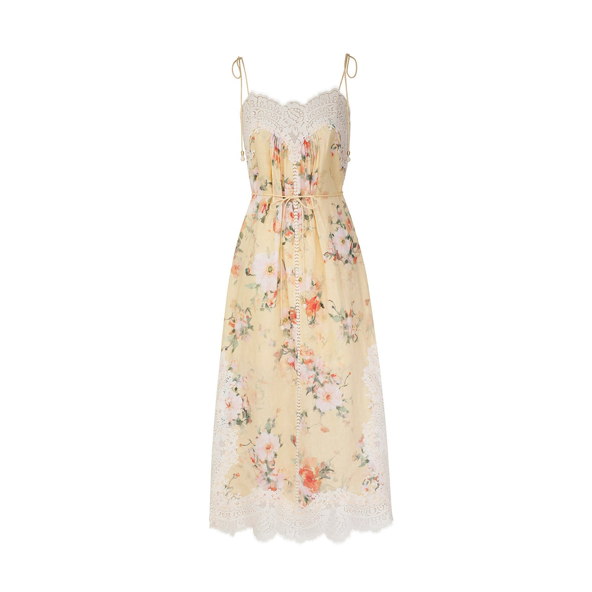 Zimmermann Women's Summer Solid Color Floral Pattern Print Lace Trim Strapless Dress #77435
