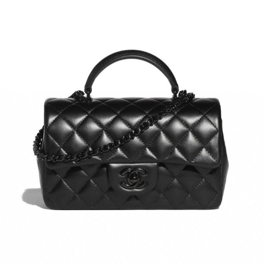 Chanel Classic Flap Cf 24a Diamond Brand Logo Leather Crossbody Handbag Women's Black Luxury Temperament Bag Bags #71766