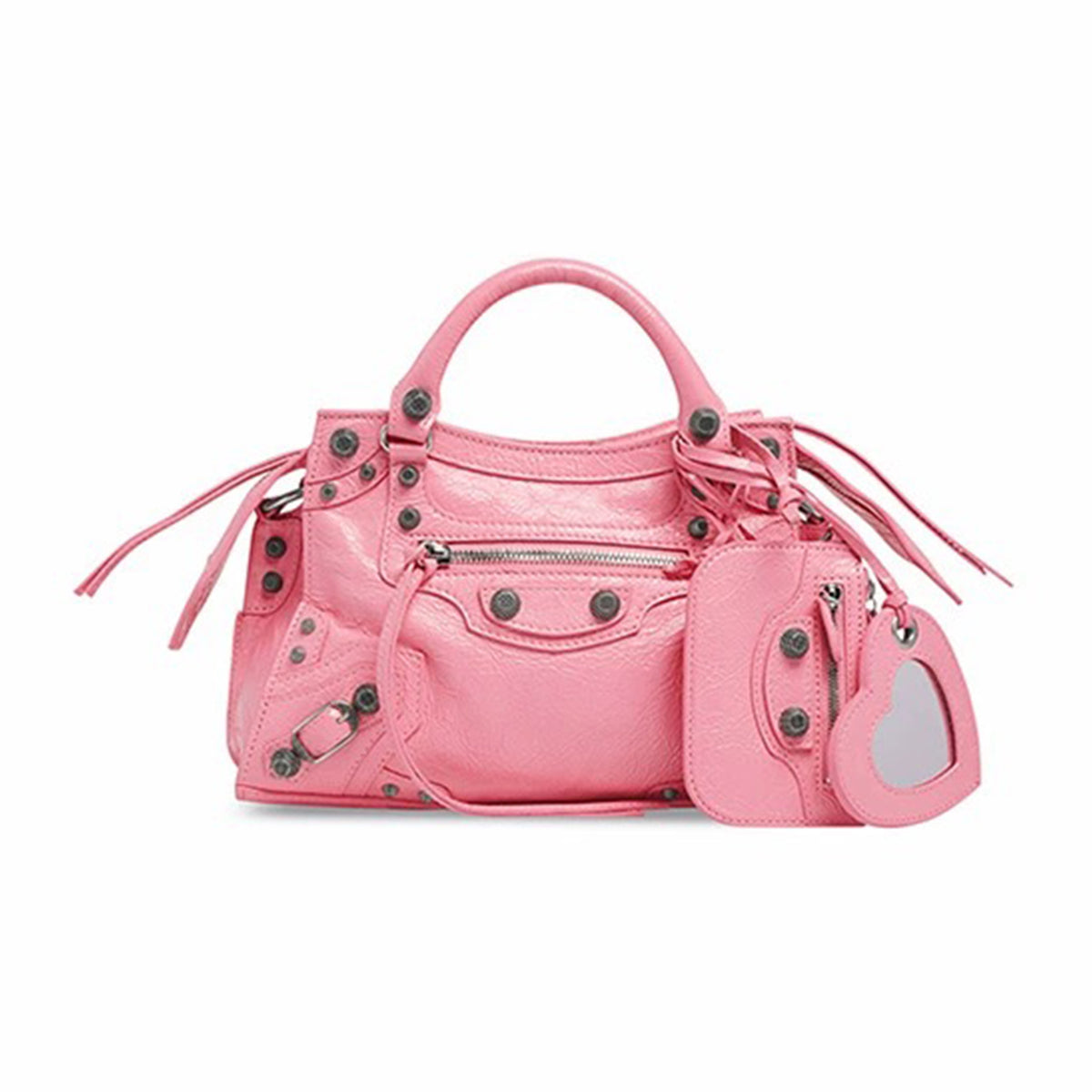 Half-price Goods  Balenciaga Motorcycle Handbag Leather Zipper Metal Rivet Made Old Pendant Bag Bags #71239