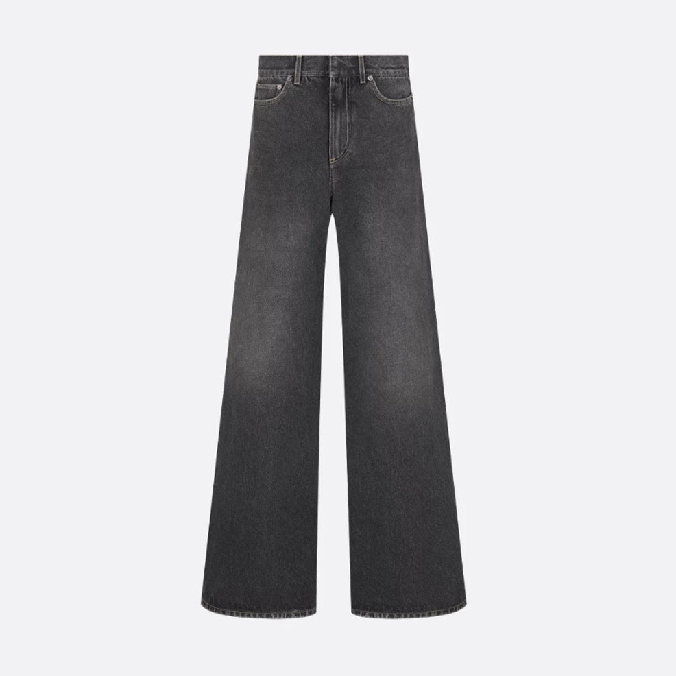 Dior Women's Four Seasons Solid Color Wide Leg Flared Pants Casual High Waist Denim Pants #71919