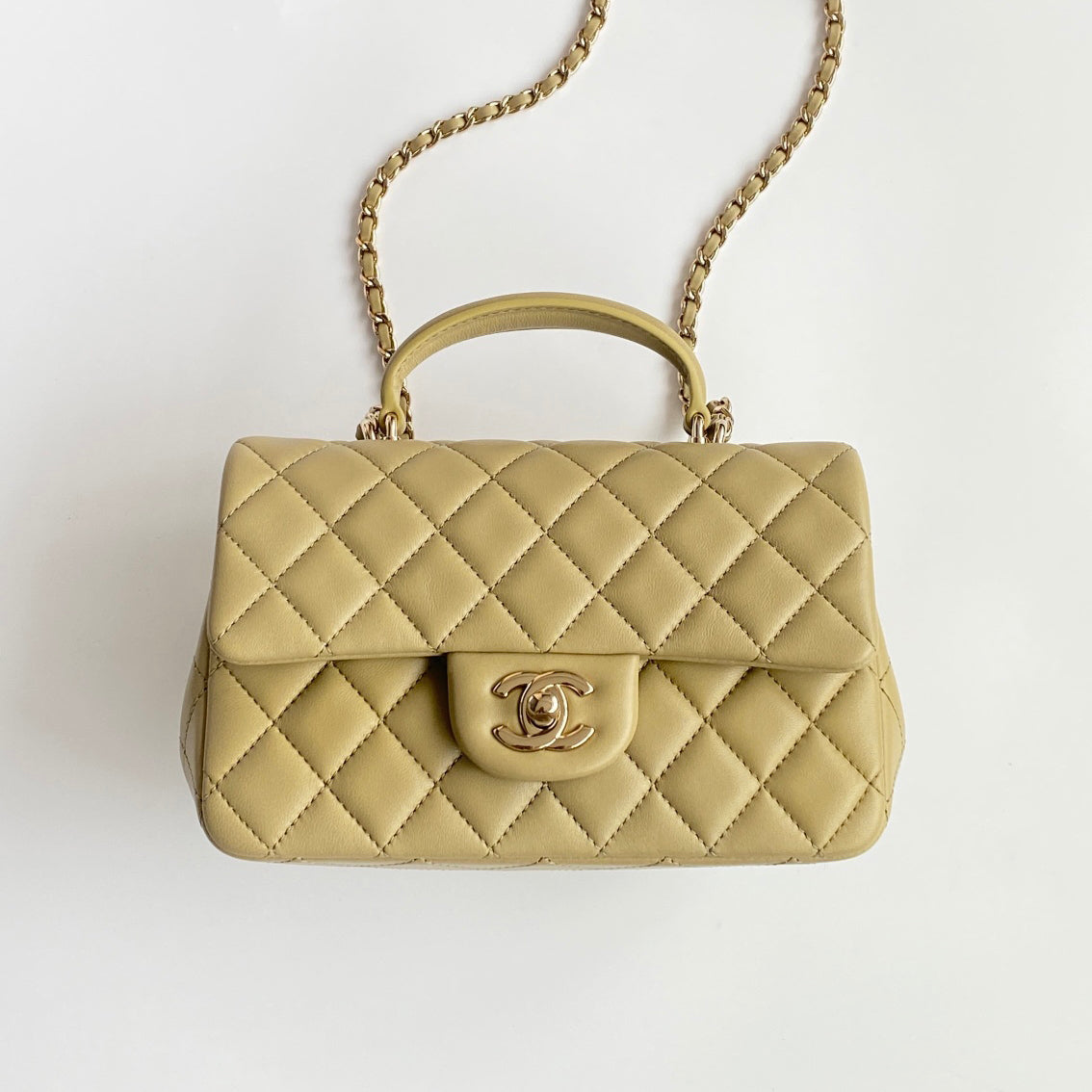 Chanel CF Mini Flap Handle Bag Women's Leather Rhombic Pattern Check Airport Vacation Shopping Bag Shoulder Bags #99252