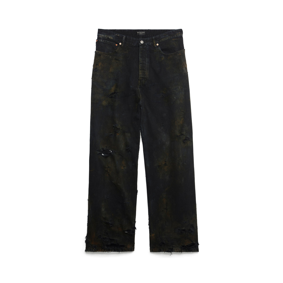 Balenciaga Men's Summer Super Destroyed Baggy Jeans Pants In Black #97241