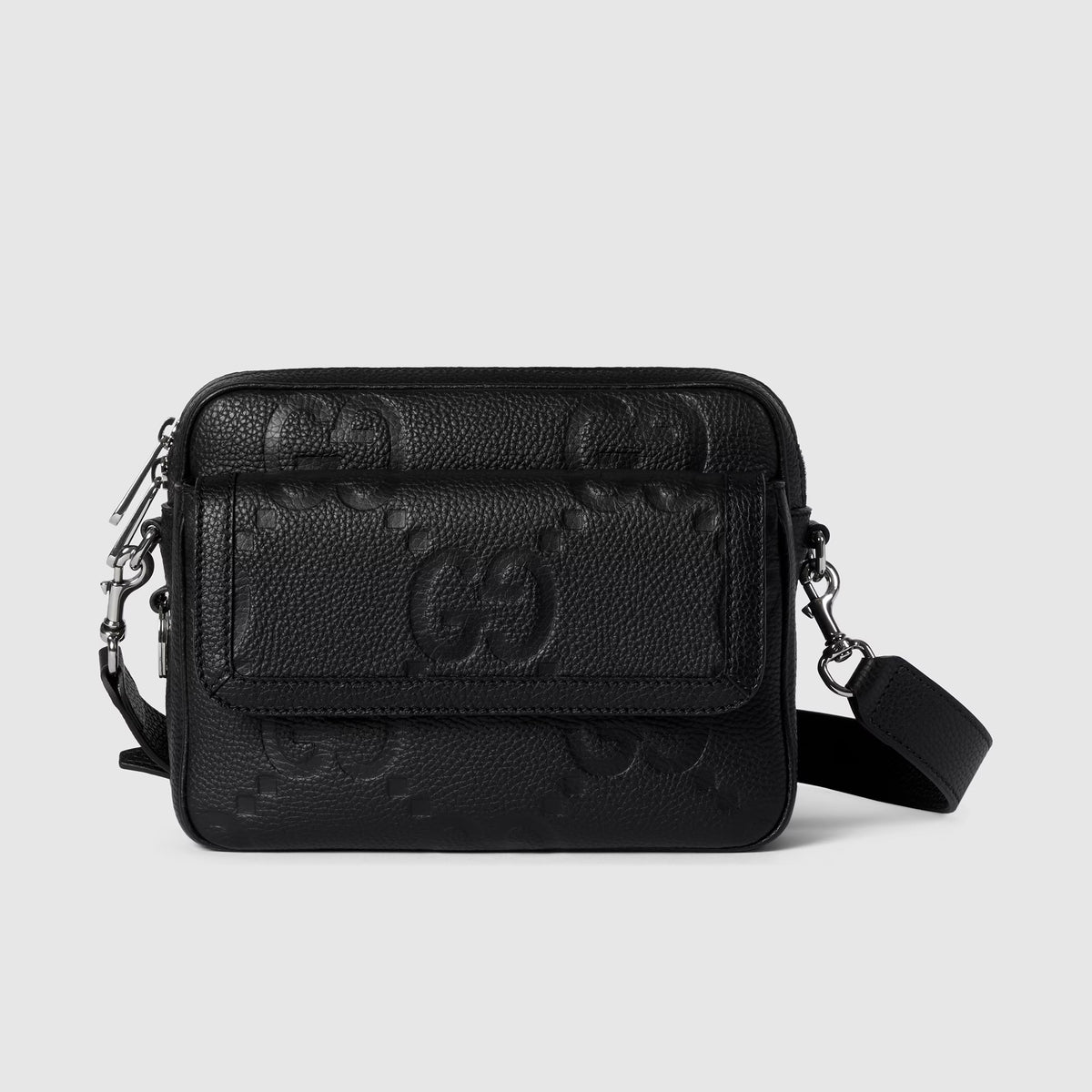 Gucci JUMBO Men's and Women's Black Letter Printed Leather Shoulder Crossbody Bag Bags #73775