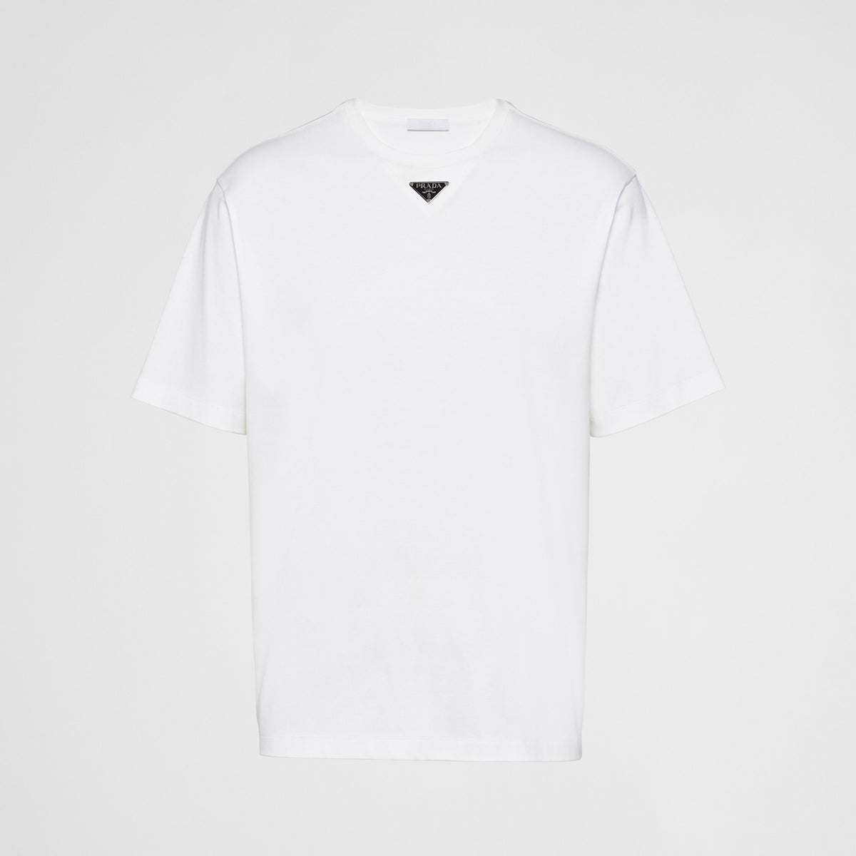 Prada Men's Summer Solid Color Triangle Logo Logo Round Neck Cotton Short Sleeve T-Shirt #75752