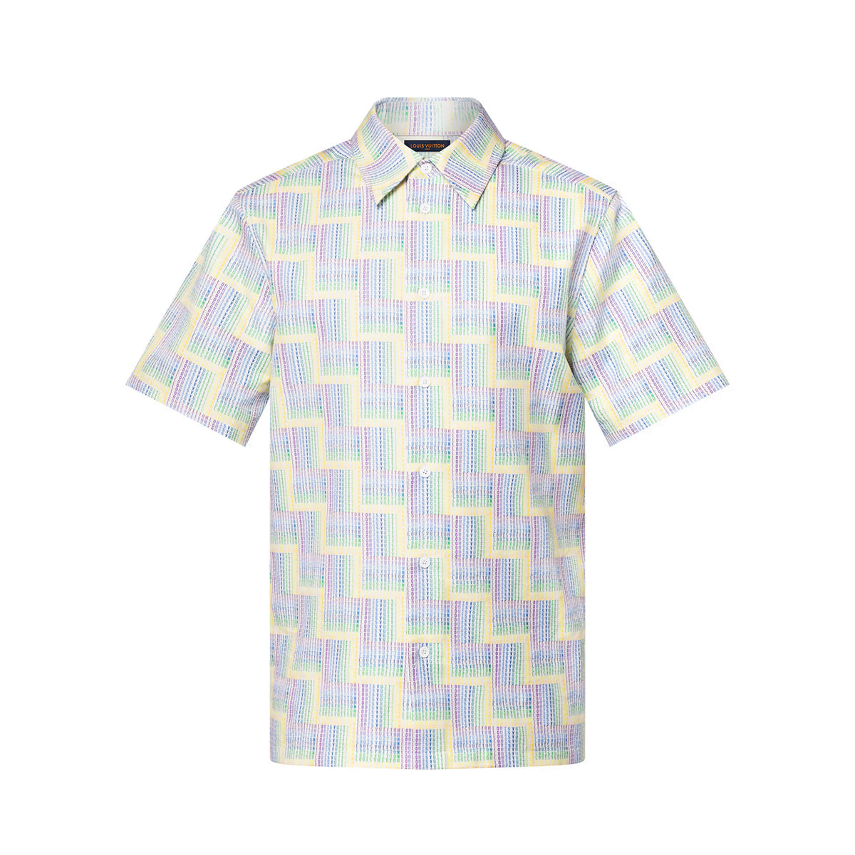Louis Vuitton Men's Summer Rainbow Letter Print Single Breasted Short Sleeve Shirt #76439
