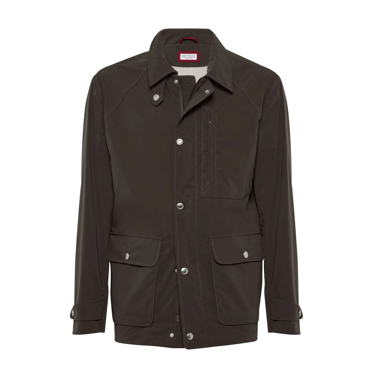 Brunello Cucinelli Men's Spring And Autumn Solid Color Lapel Long Sleeve Water-Resistant Bonded Cotton Unlined Field Jacket Ngvp #1812