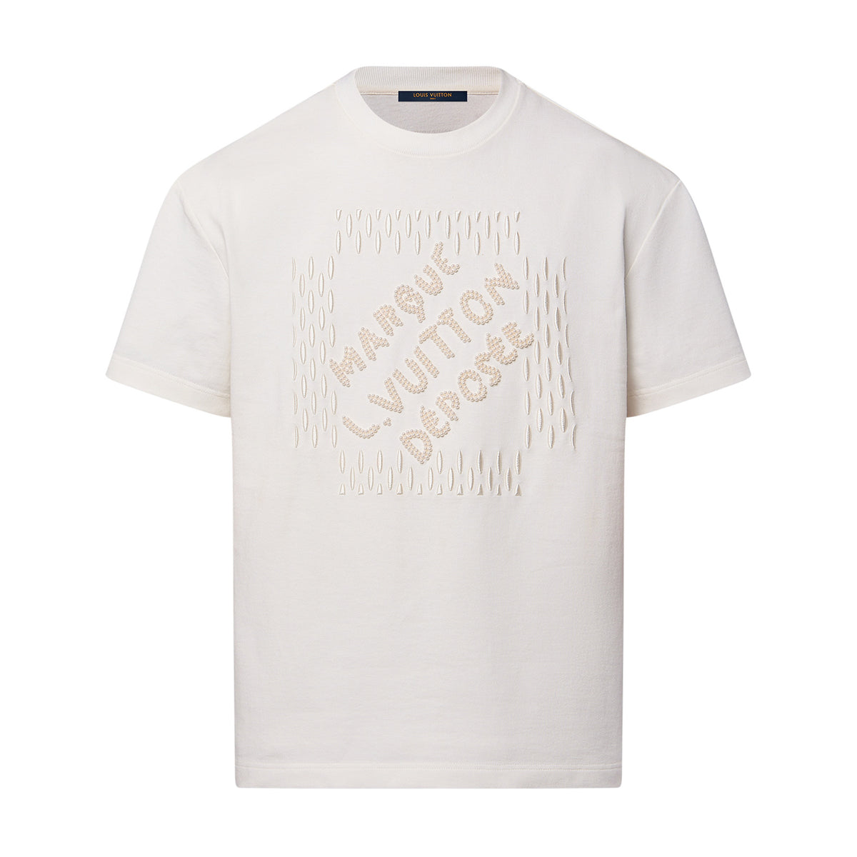 Louis Vuitton Men's Summer Solid Color Letter Beaded Embroidery Casual Round Neck Short Sleeve T-Shirt #72342