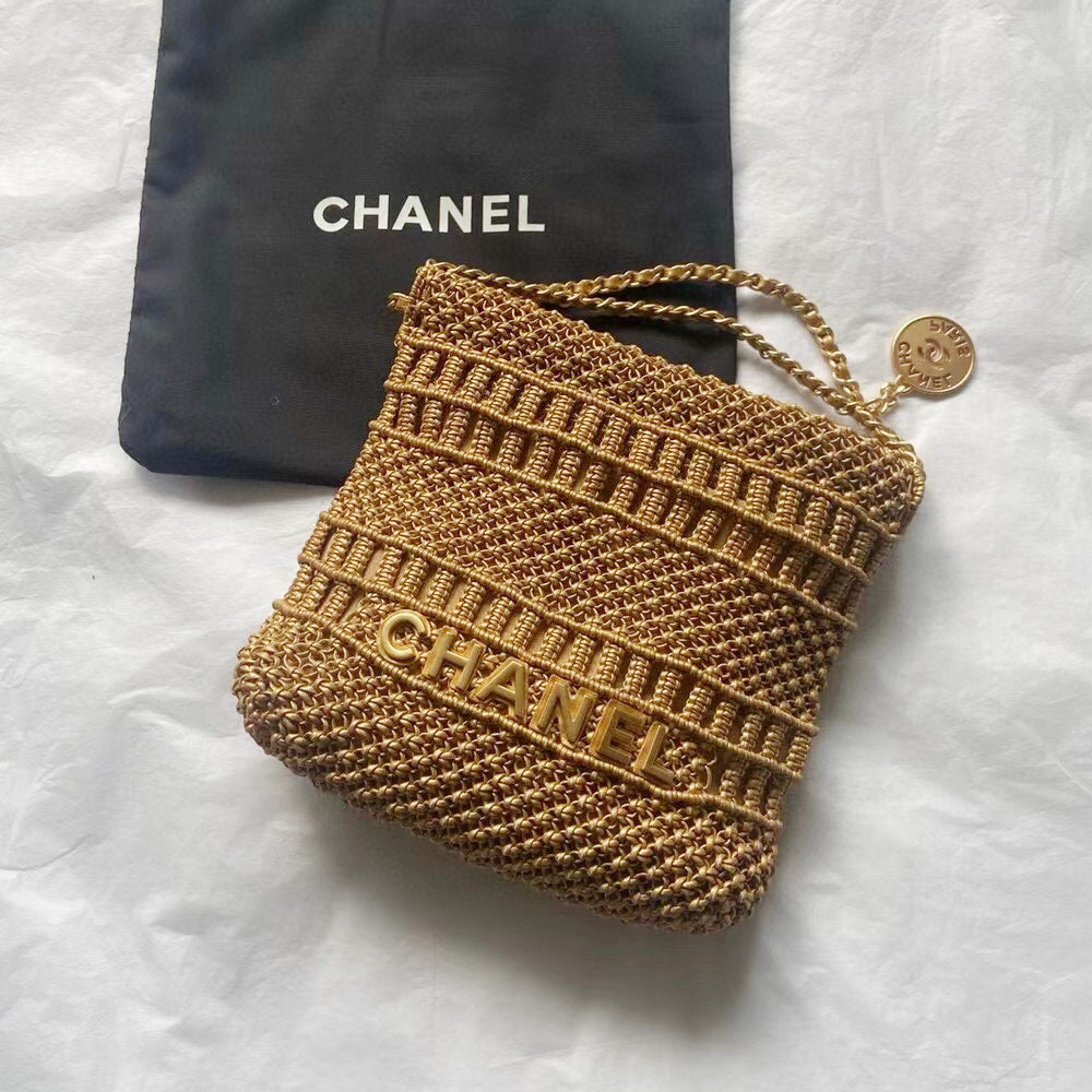 Chanel Women's Logo Gold Woven Cowhide Leather Crossbody Bag Letter Metal Chain Luxury Temperament Handbag  Bags #99642
