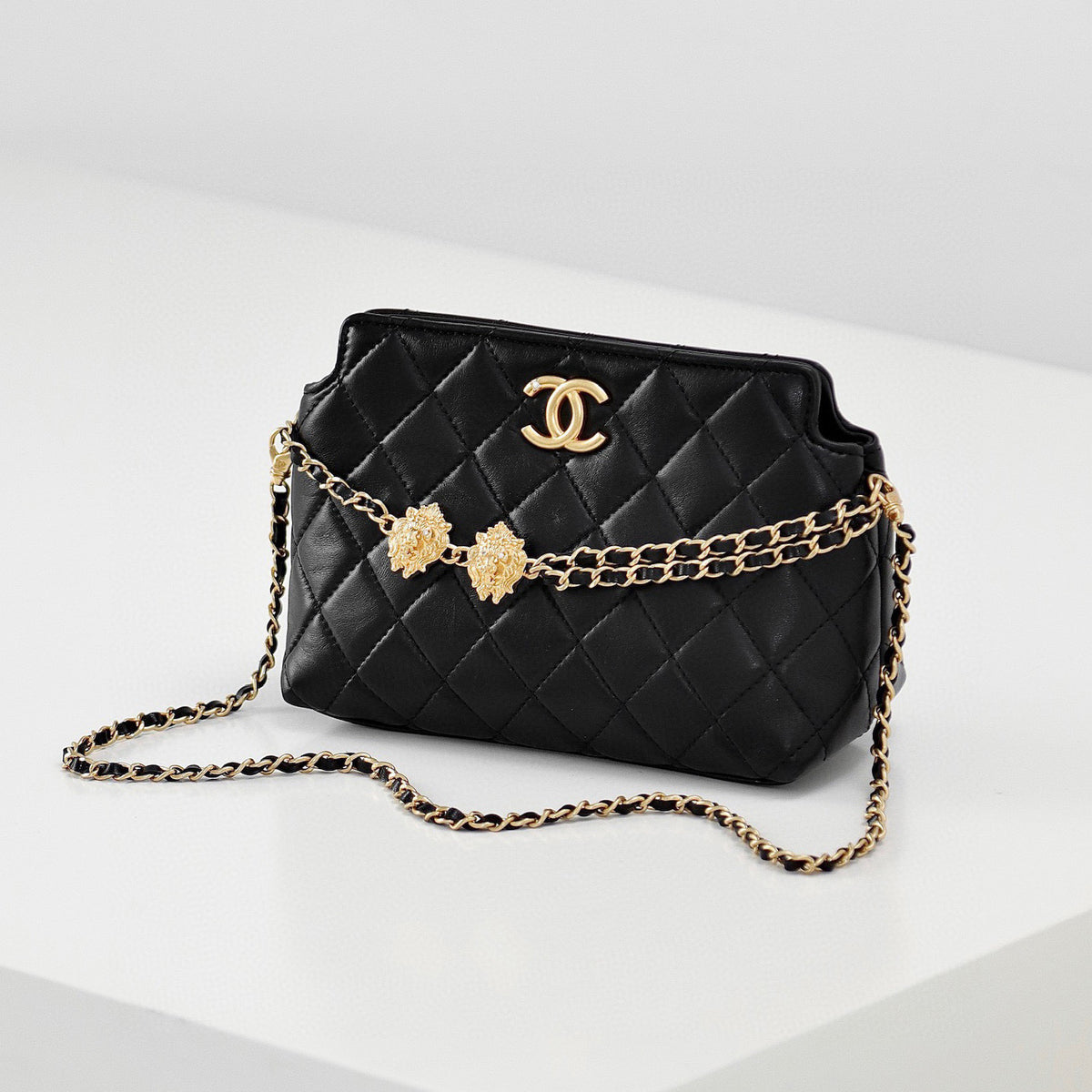 Chanel  Leather Chain Shoulder Crossbody Bag #21368