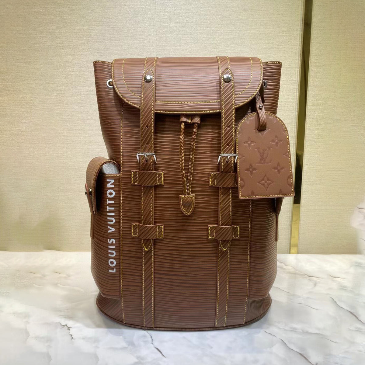 Louis Vuitton CHRISTOPHER Leather Printed Backpack Bag #22135