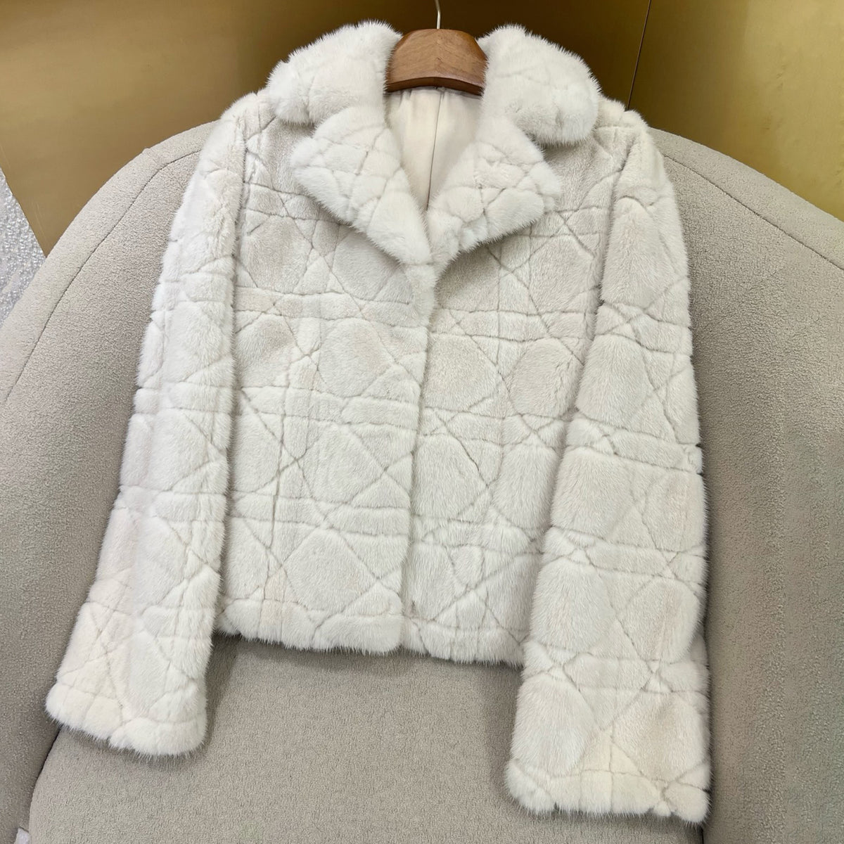 Dior Women's Fall And Winter Classic Rattan Check Mink Fur Coat 100% Kopcnhagen Velvet Mink Temperament Elegant Solid Color Plush Jacket #81647