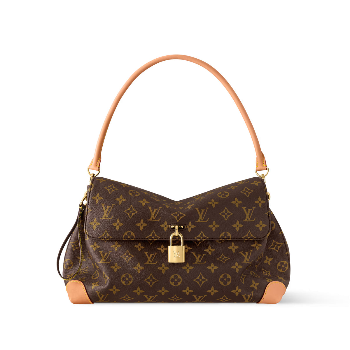 Louis Vuitton Hide Away Women's Gold Padlock Decoration Brown Letter Print Leather Shoulder Bag Handbag Bags #77375