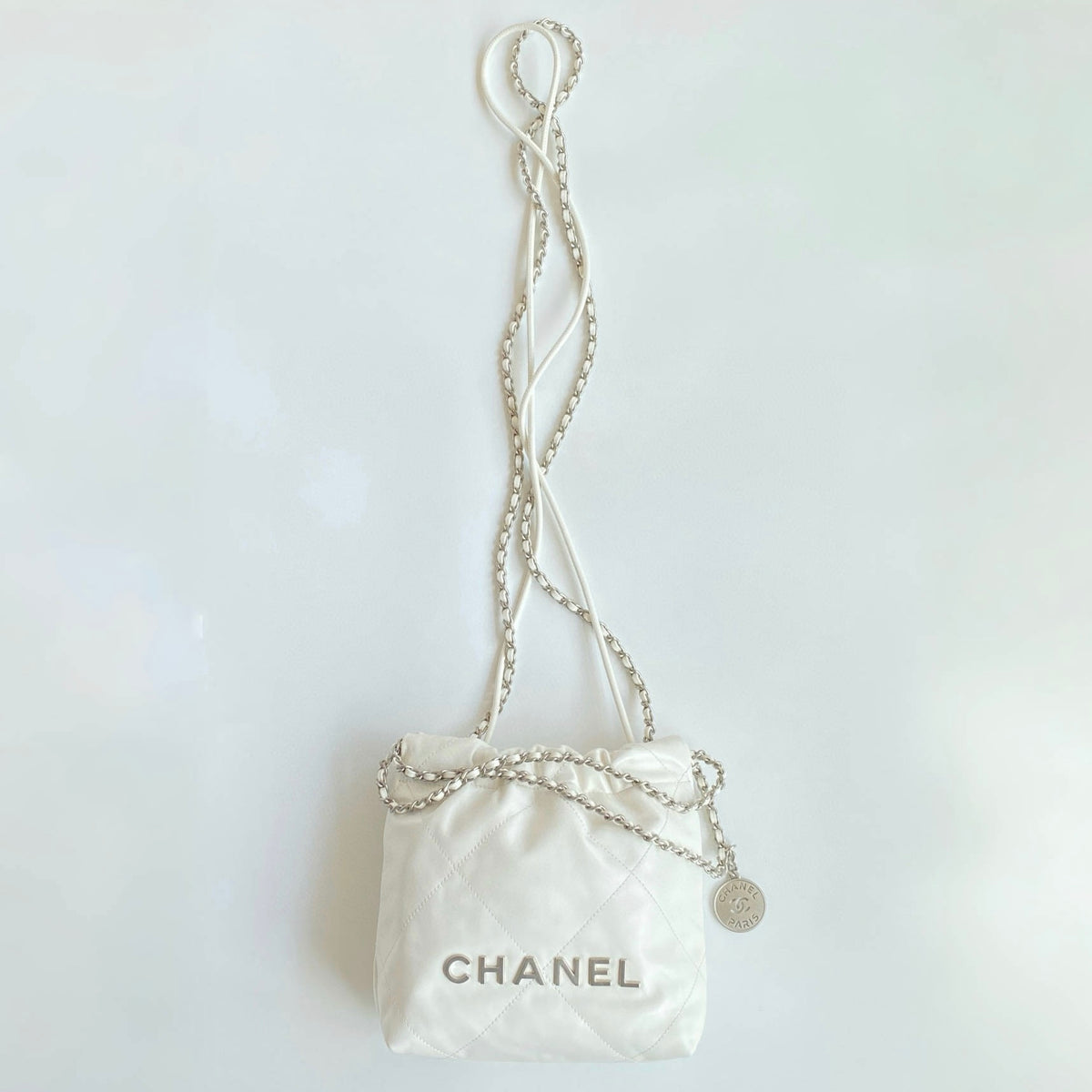 Chanel 22 Mini Handbag Shiny Calfskin Gold-tone Metal #319128