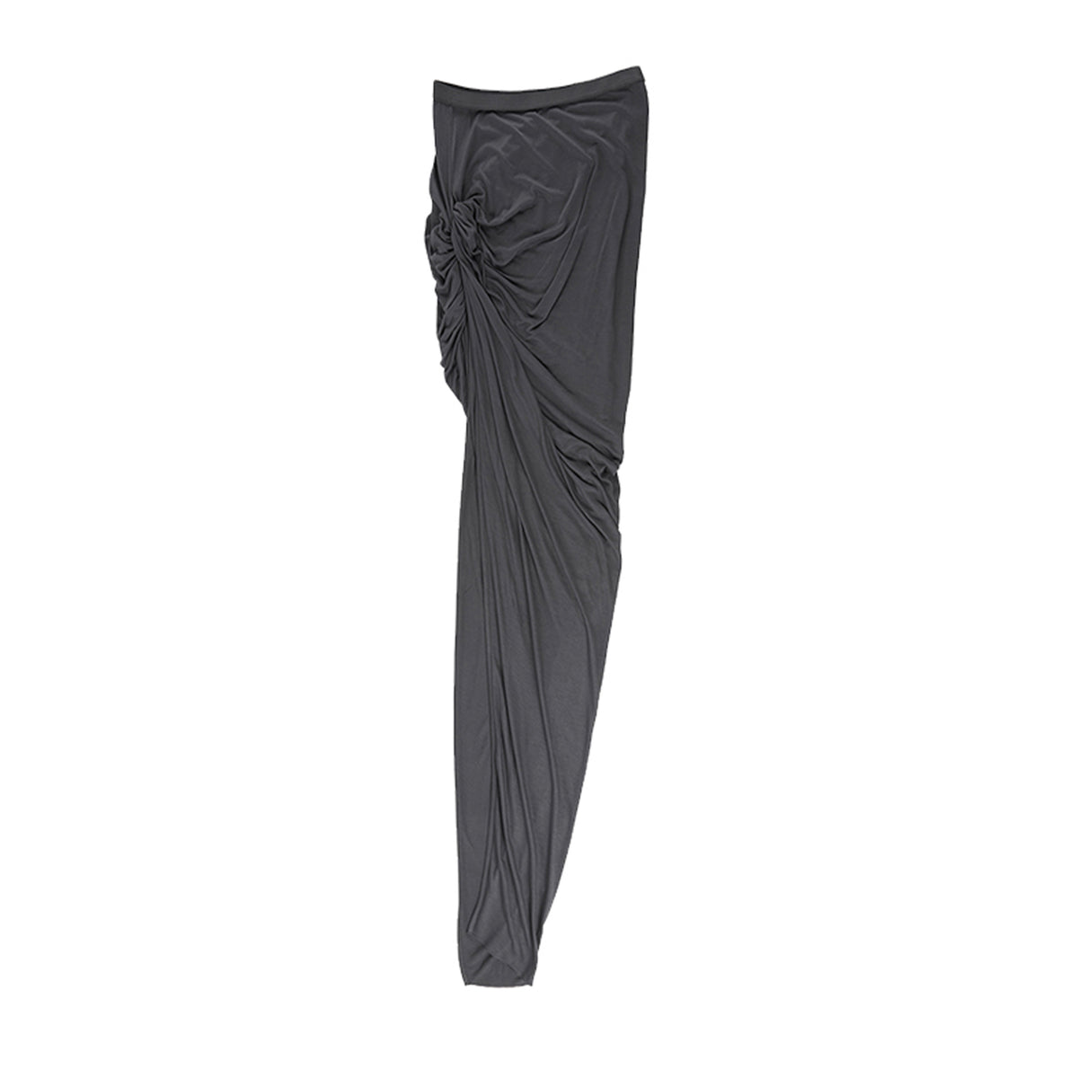 Rick Owens Women's Iron Grey Fibre Knit Twisted Pleated Halter Dark Irregular Slim Sexy Knotted Knit Draggy Hip Long Skirt Ngvp #1493