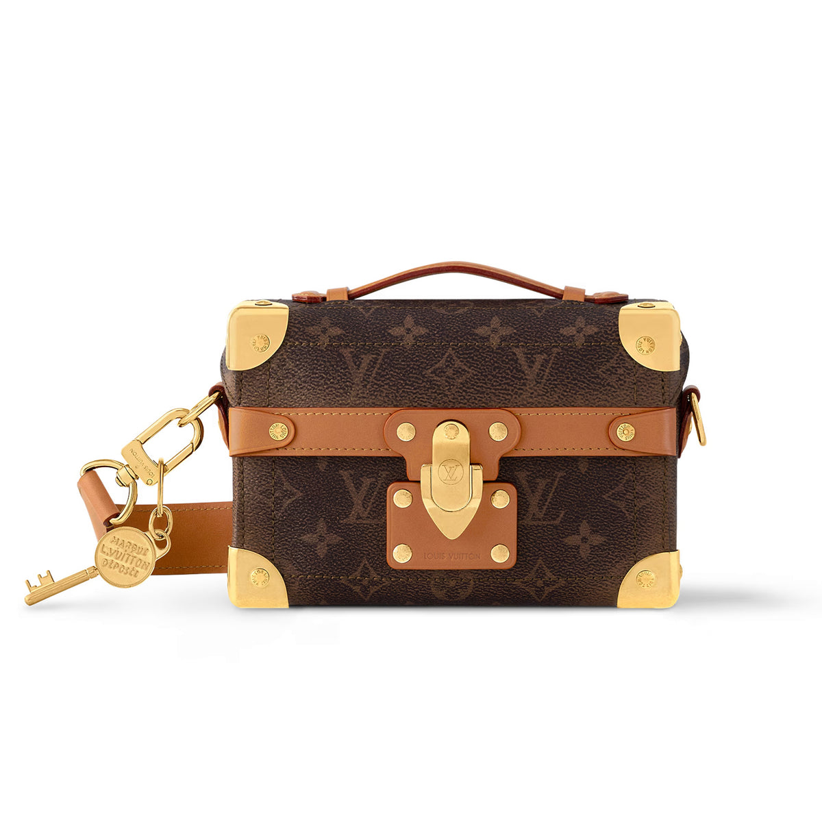 Louis Vuitton SOUL TRUNK Men's Brown Removable Shoulder Strap Lock Closure Canvas Leather Shoulder Crossbody Handbag Bag Bags #72745