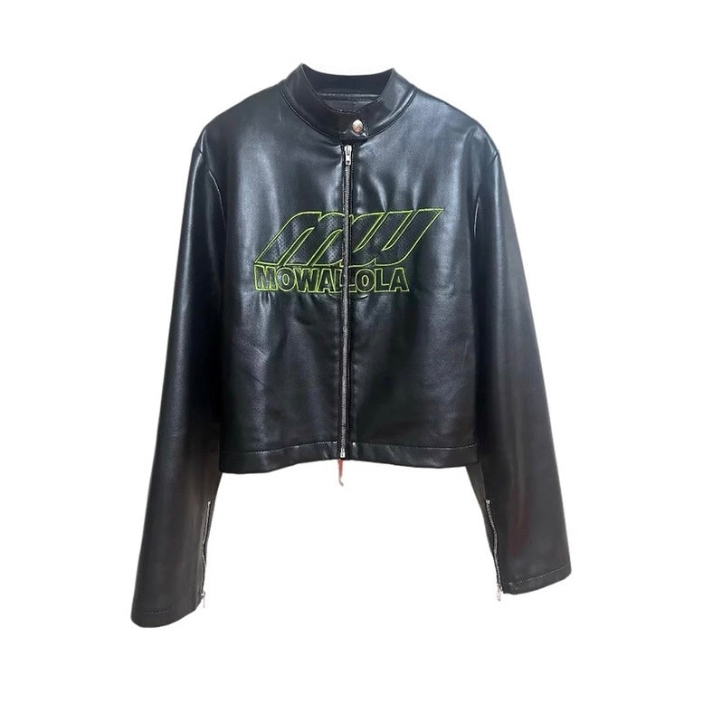 Mowalola Perforated Leather Biker Jacket #336556