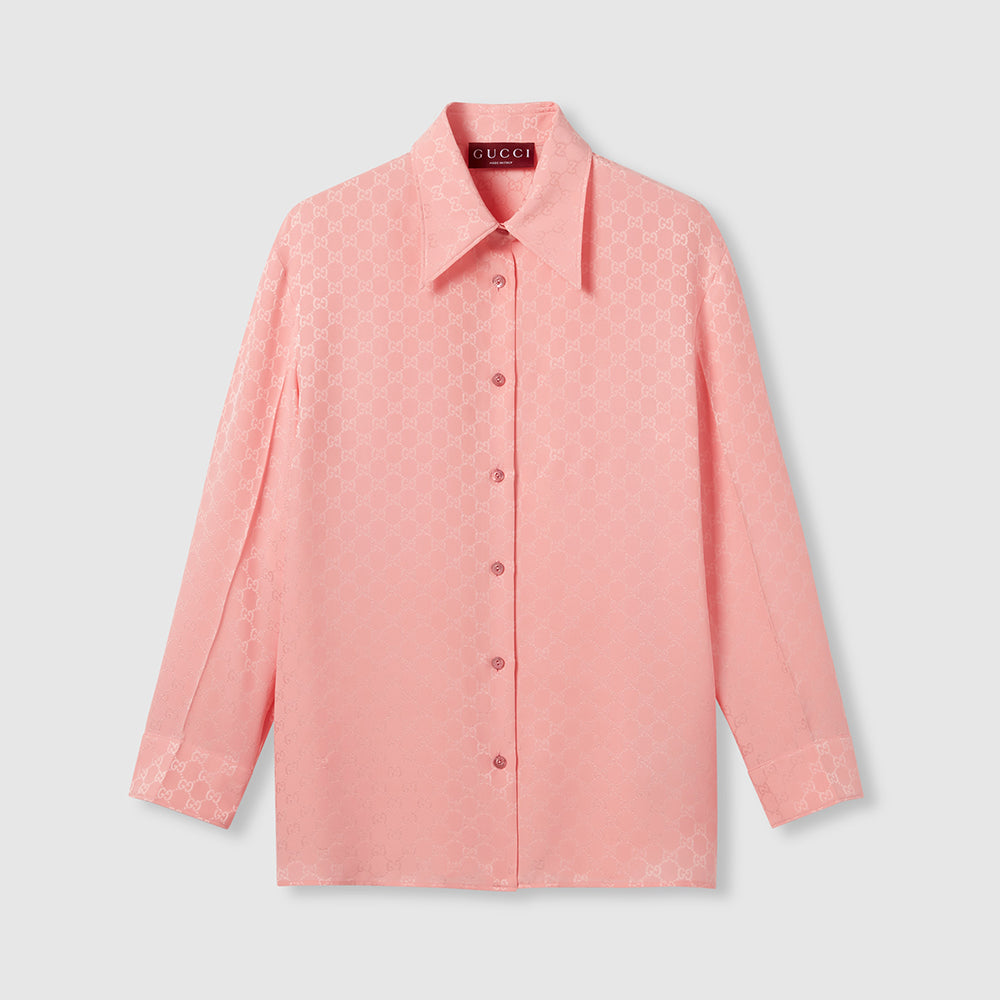 Gucci GG Silk Jacquard Shirt Pink #333632
