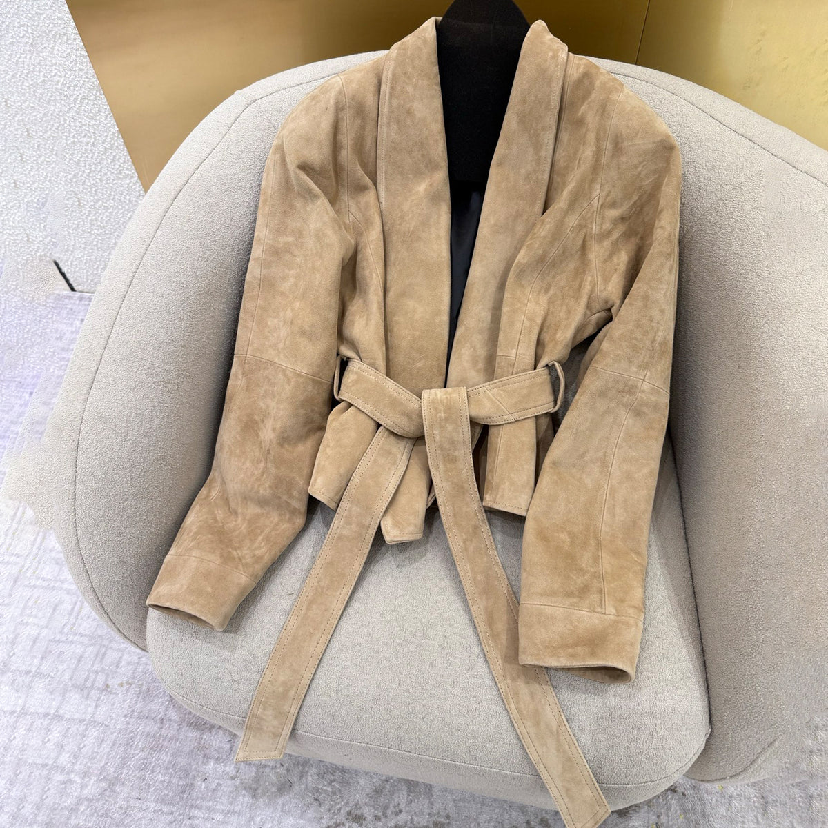 The Row Women's Fall/Winter Goat Suede Buckle-Free Waistcoat With Belt Solid-Color Casual Long Skirt Suit Set Ngvp #2531