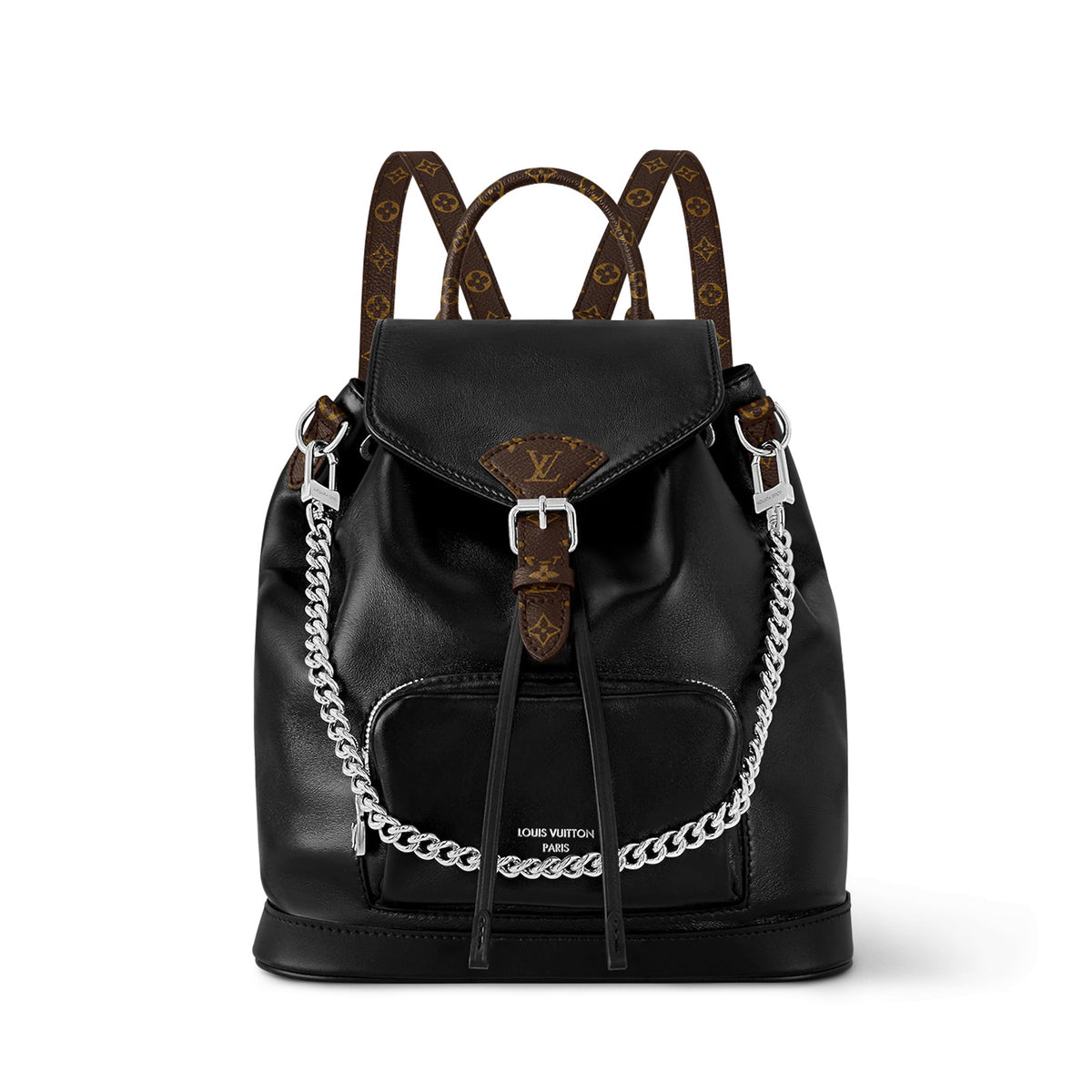 Louis Vuitton Women's Black Branded Logo Magnetic Buckle Closure Sheepskin Shoulder Bag Bags #73777