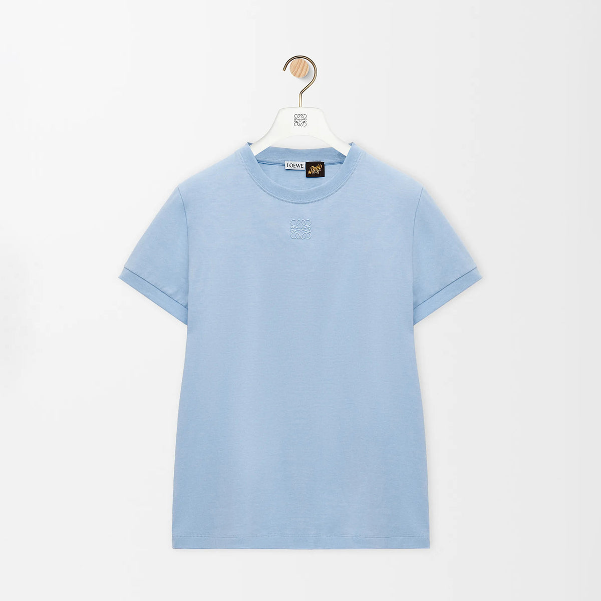 Loewe Women's Summer Solid Colour Back Hollow Lace Round Neck Short Sleeve Cotton T-Shirt #76716