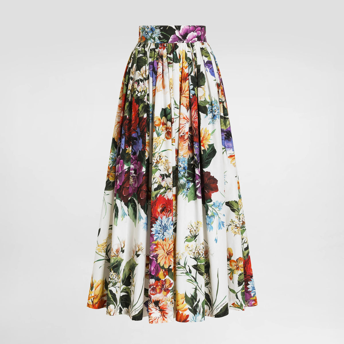 Dolce&Gabbana Women's Bouquet Flower-Print Summer Casual Wide Skirt Resort-Style Solid Color Skirt Ngvp #2376