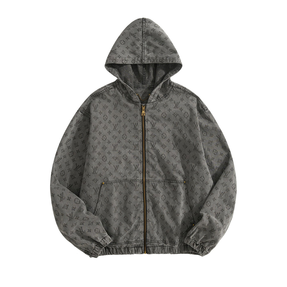 Louis Vuitton Men's And Women's Spring/autumn Fashion Casual Classic Printed Hooded Zipper Denim Jacket #78417