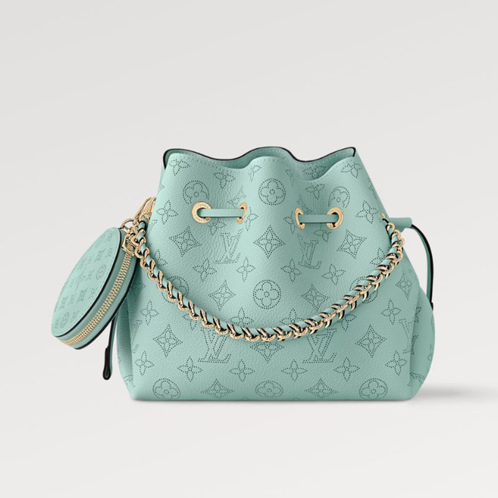Louis Vuitton Women's Fashion Solid Color Bella Tote Leather Handbag Leisure Drawstring Closure Bucket Bag #71513