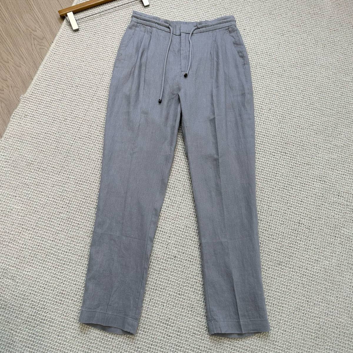 Brunello Cucinelli Men's Spring And Summer Tie Gray Linen Pants Fashion Trend Casual Comfortable Suit Pants Ngvp #1755