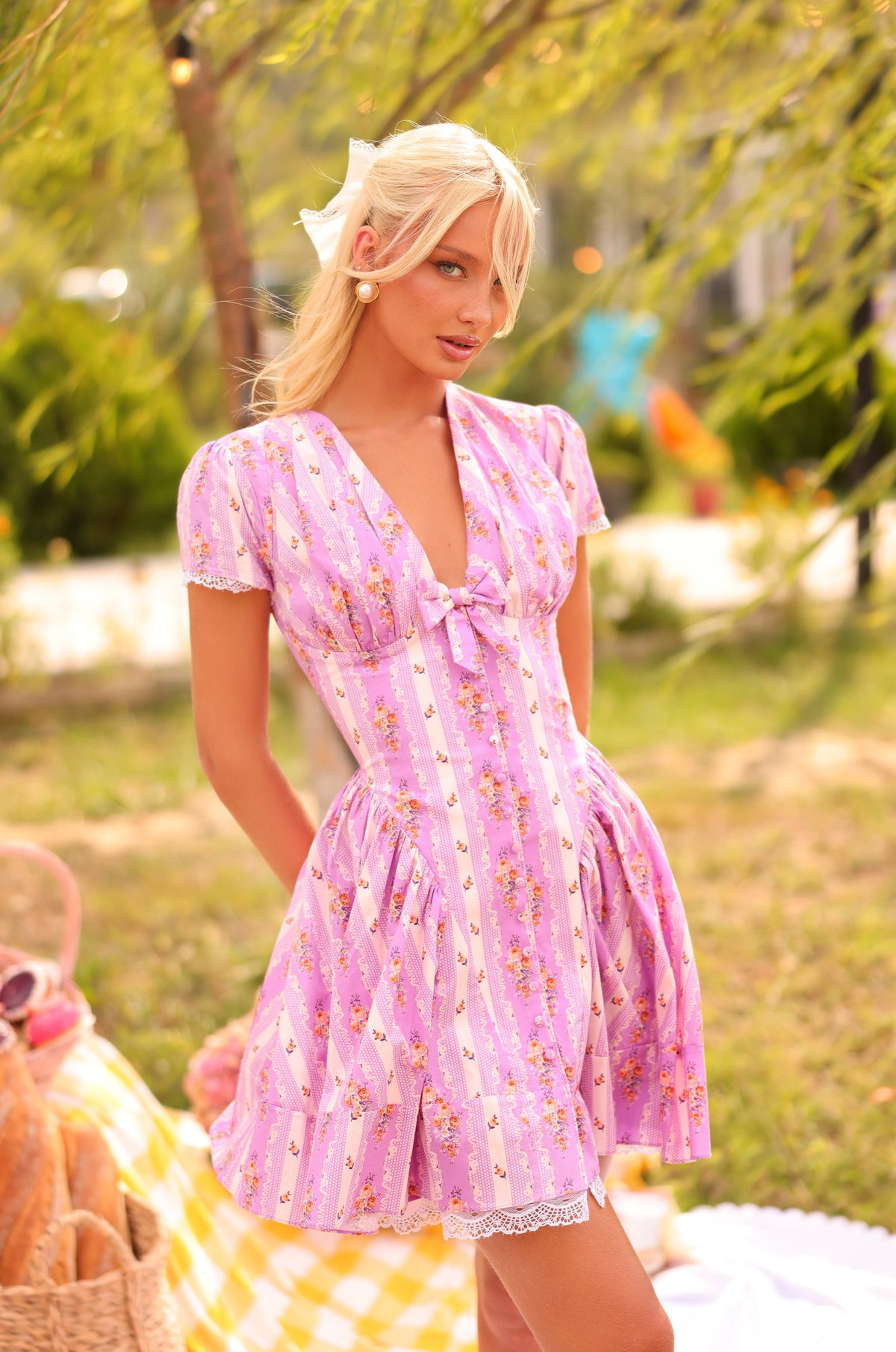 ANALISE Lilac Floral Mini Dress