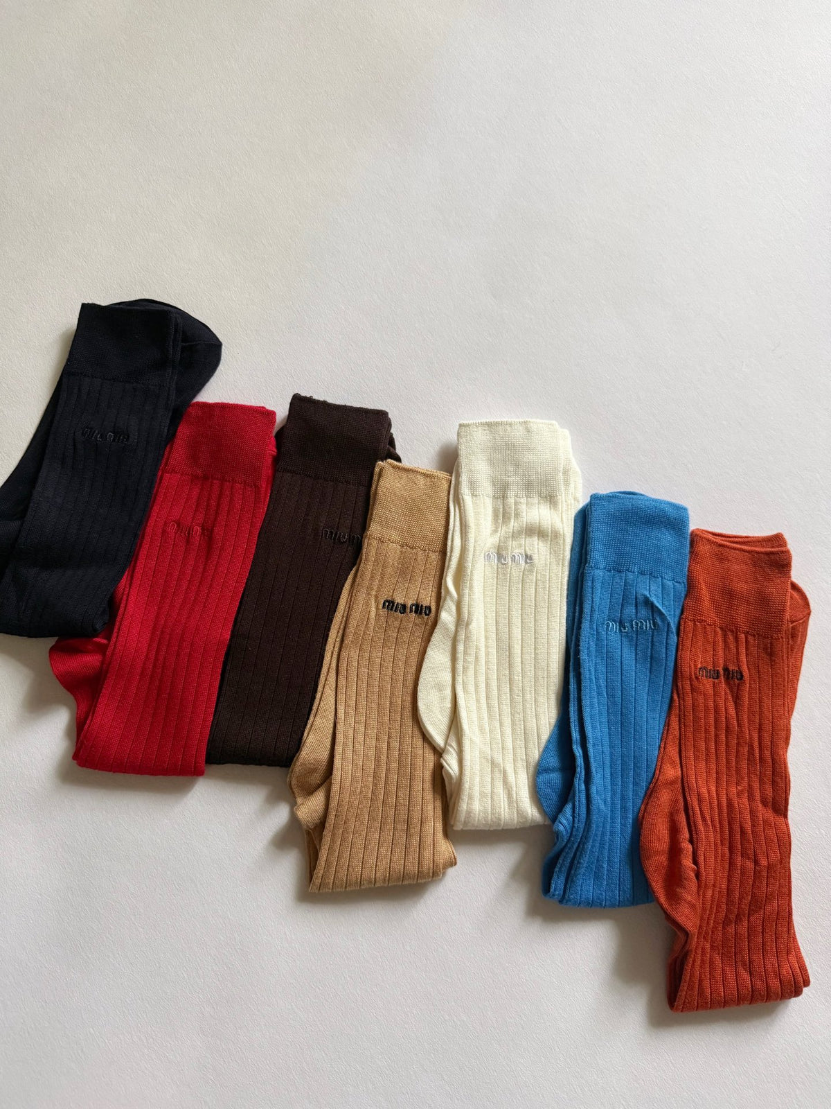 MiuMiu Embroidered Mid-calf Socks #393349