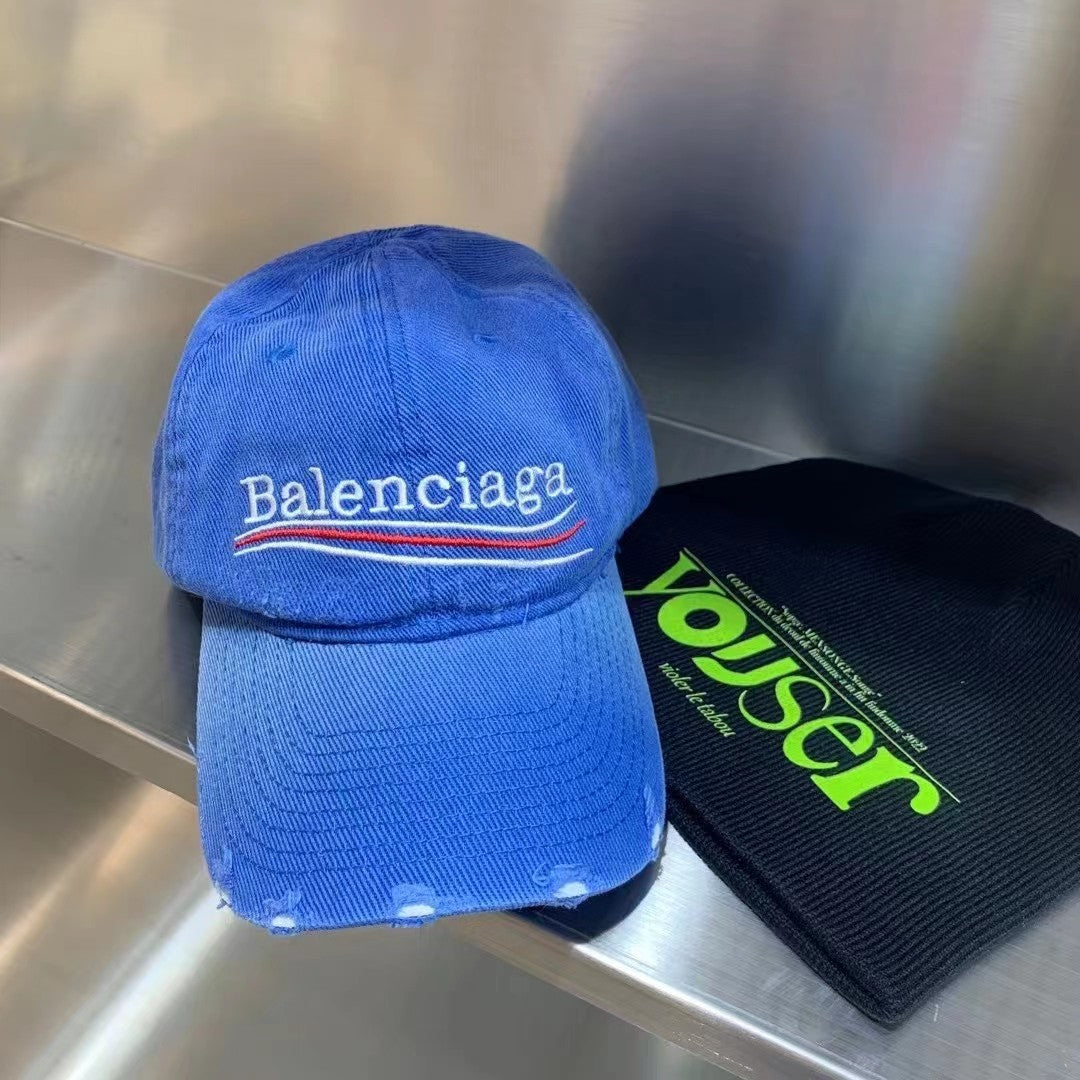 Balenciaga Men's and Women's Solid Color Embroidered Logo Design Cotton Duck Cap Hat #75313