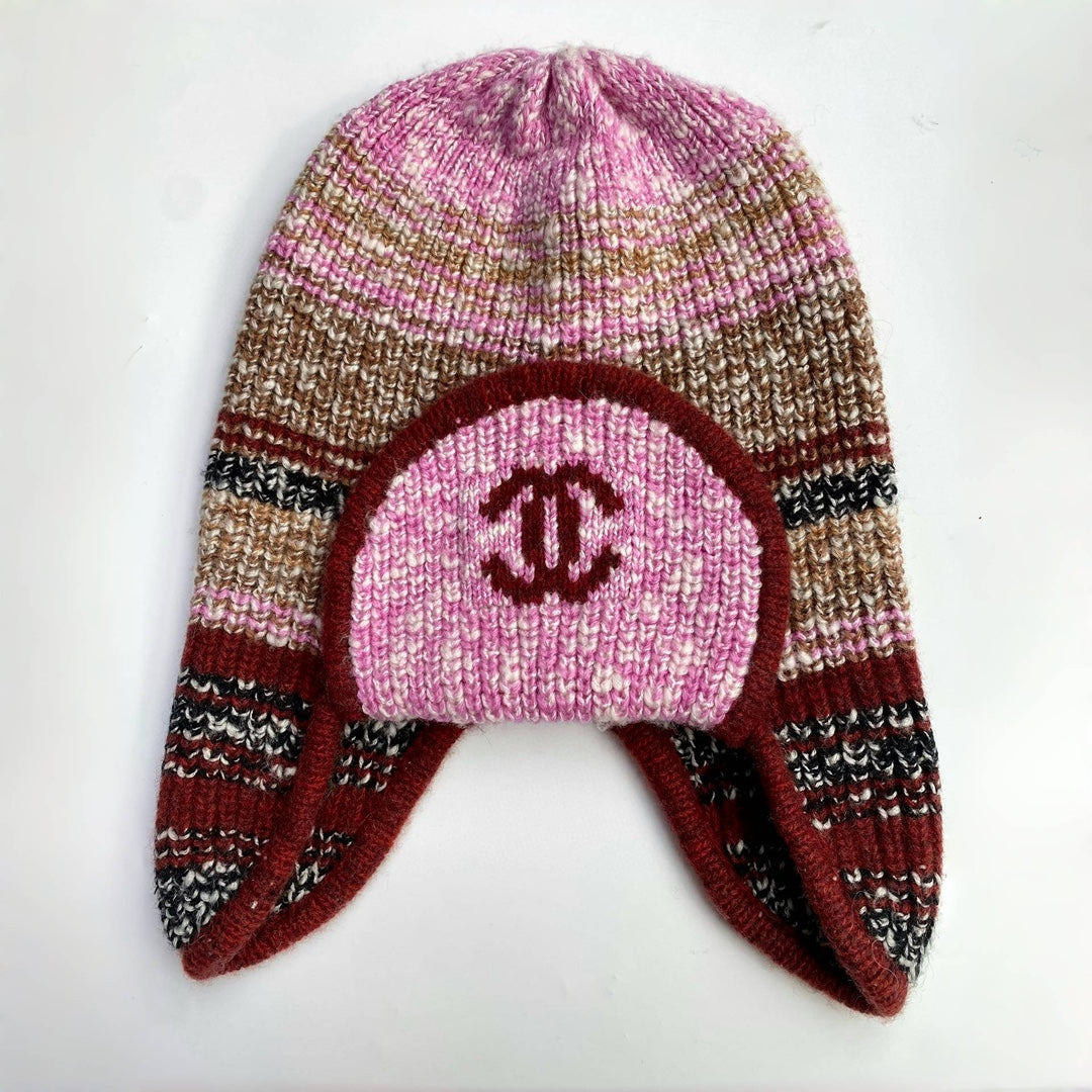 Chanel Women's Autumn and Winter Colorblocking Knitted Ski Hat Cap #74565