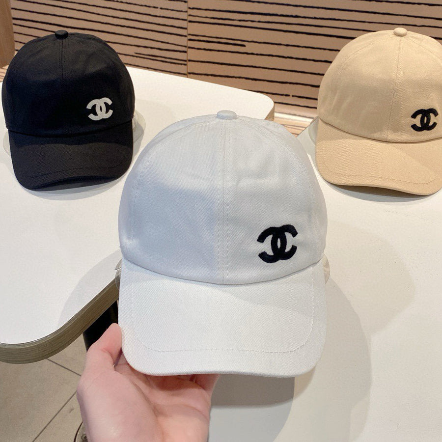 Chanel Men's and Women's Solid Color Embroidered Logo Cotton Duck Hat Cap #75368