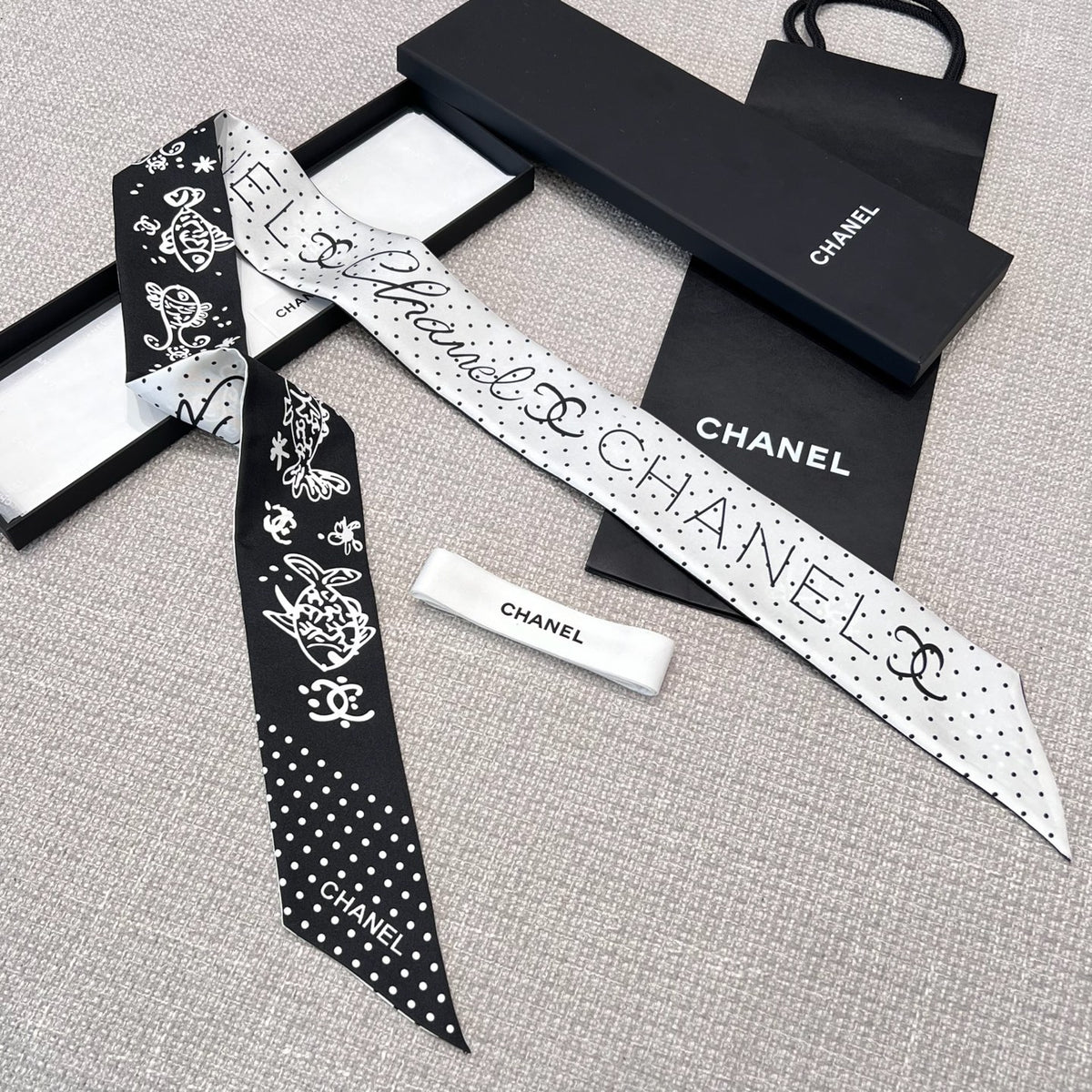 Chanel Classic Twilly Double C Silk Scarf Hairband Fashion Modern Temperament Elegant Accessories Spring And Summer #81385