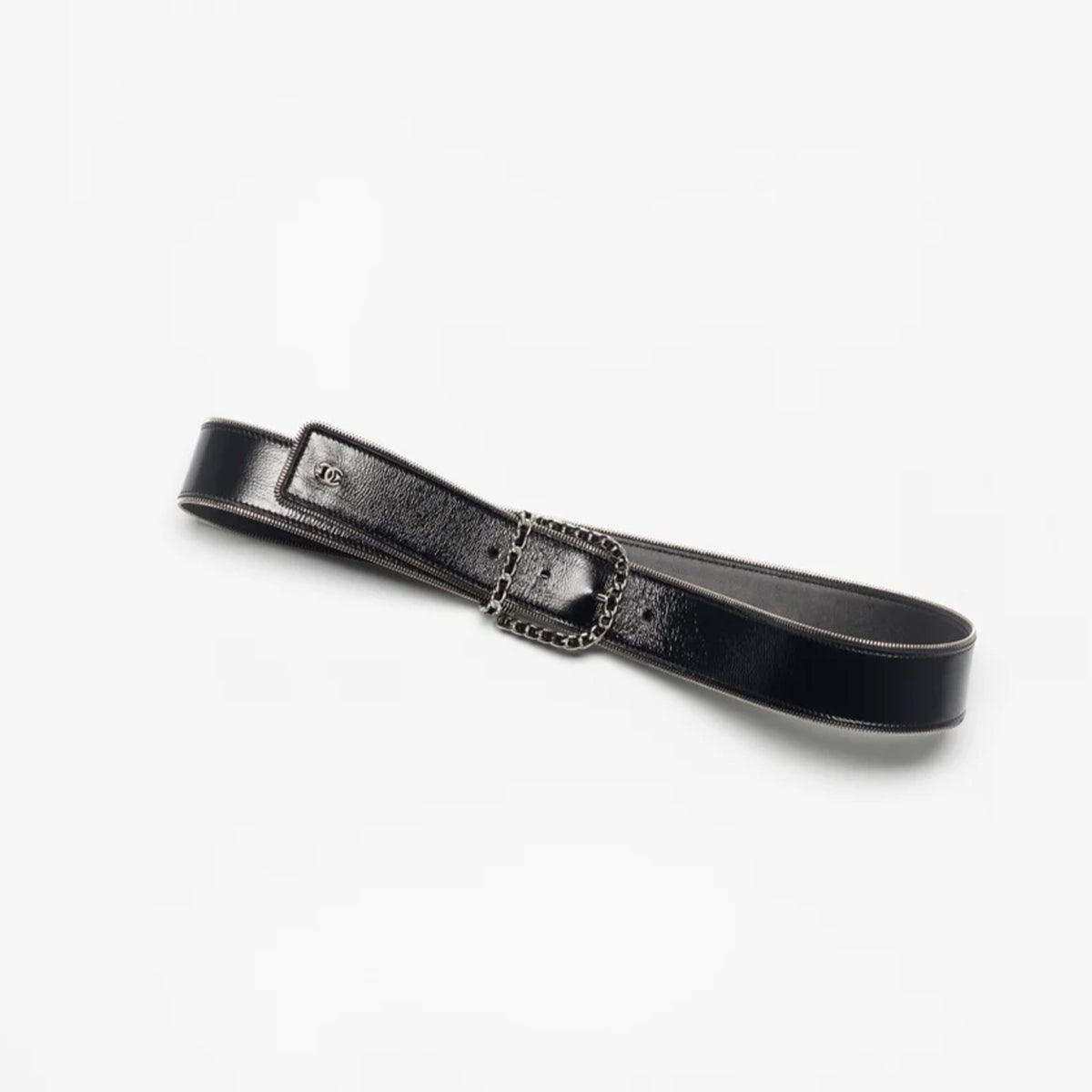 Chanel Women's Fashion Double C Logo Chain Vintage Waxed Leather Belt  Accessories Ngvp #9811