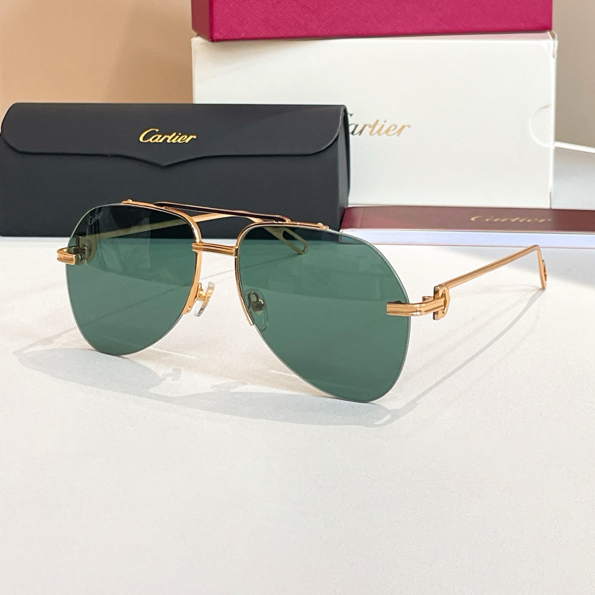 Panthère de Cartier Men's And Women's Metal Striped Sunglasses Eyeglasses Glasses #77997