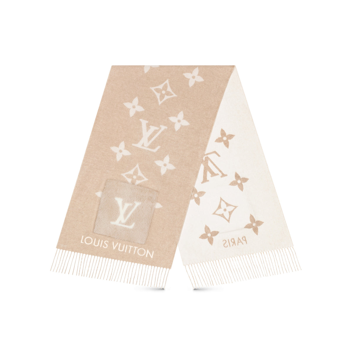 Louis Vuitton Cold Reykjavik Scarf Med Monogram I Kashmir Med Dobbel Lomme I Mink Og Kashmir For Kvinner #97648