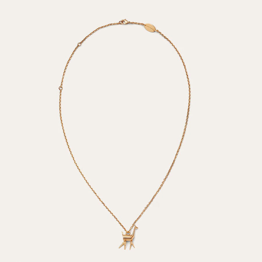Loro Piana Women's Logo Design Solid Color Fawn Mid-Length Vicuna Necklace Ngvp FAP5225 #1667