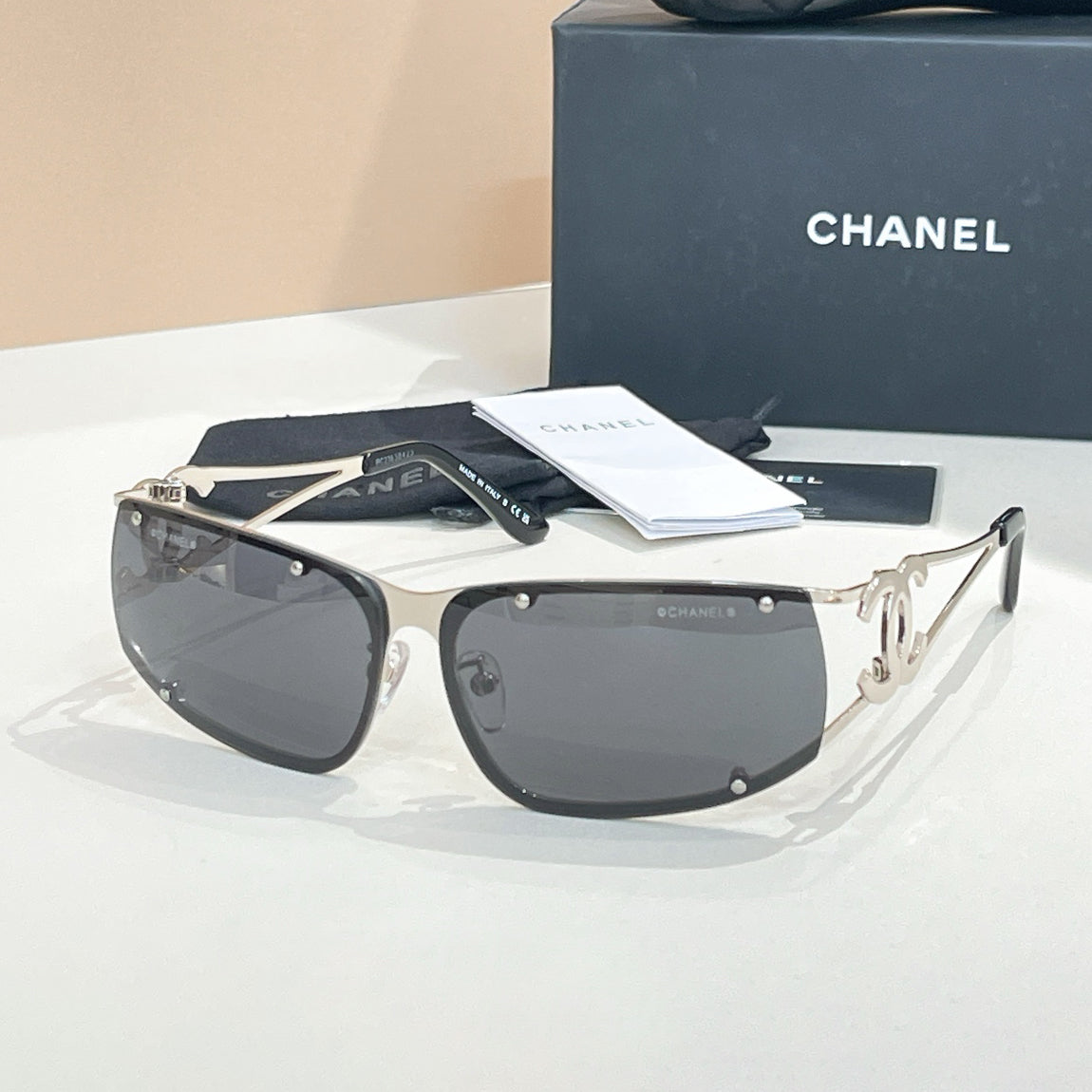 Chanel Women's Solid Color Summer Openwork Logo Temple Sunglasses Eyeglasses Glasses #77836